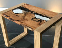 English Yew Side Table with Clear Epoxy River Thumbnail